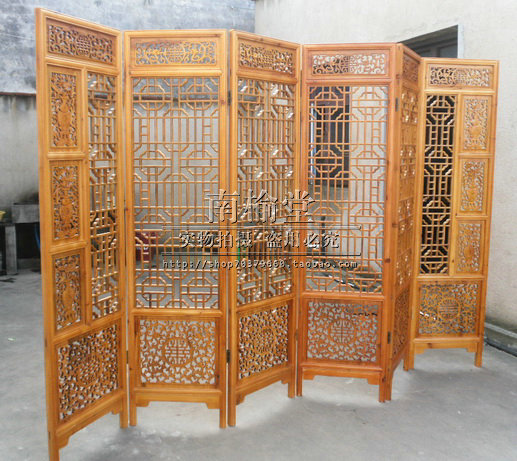 明清古典实木家具 六折屏风 花鸟屏风 雕花折屏 双面雕刻厂价直销3.