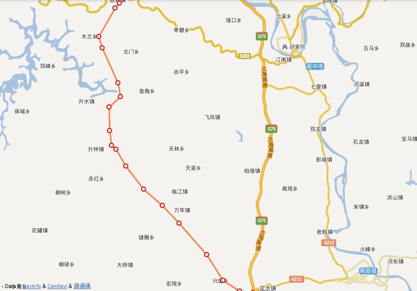 南部县定水至升钟湖至思依公路(自画线路图)图片