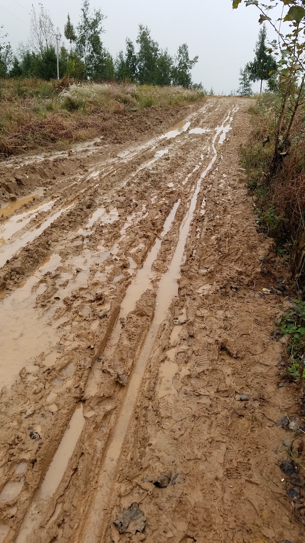 双凤村至杨柏乡天沙泥坪村五社道路建修,几十万一公里,公路低全是稀泥