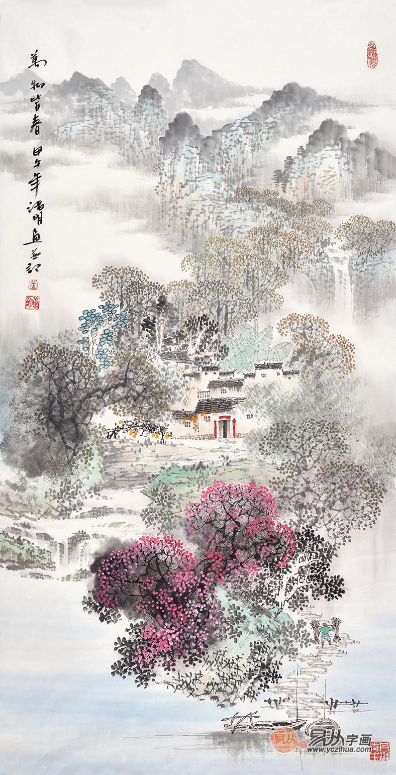 一进门的墙上挂什么画,富贵吉祥山水画