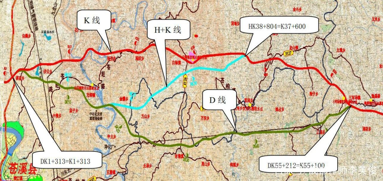 苍溪至巴中高速公路推荐线路互通立交及收费站设置情况