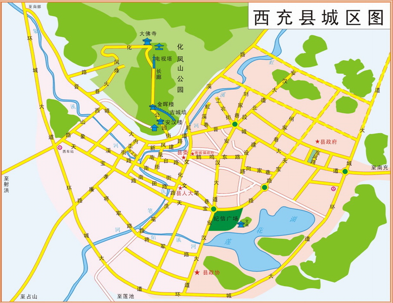 西充城区地图