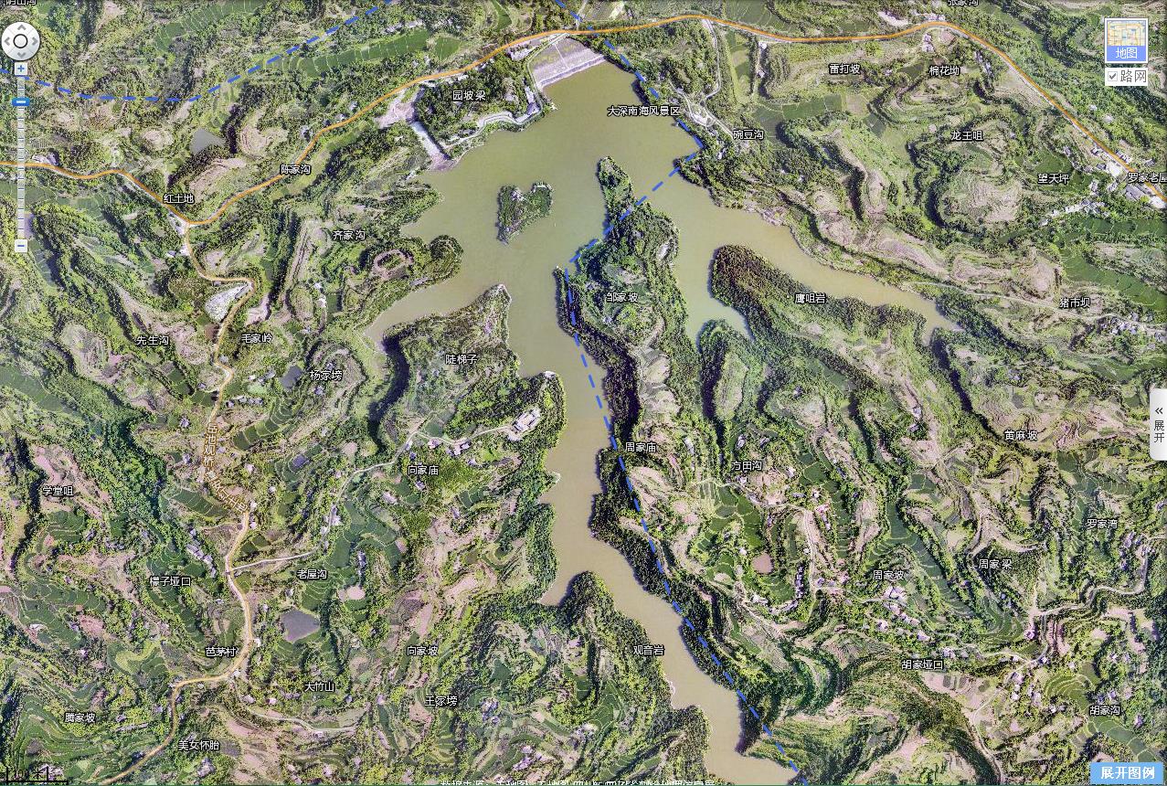 【干旱看水库】蓬安县南部——济渡最大的大深沟水库当中那个【爱】