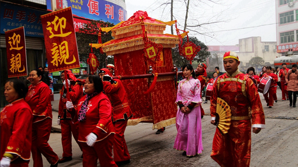 大花轿唐服装接新娘川北南部县农村古代婚礼再现复制链接