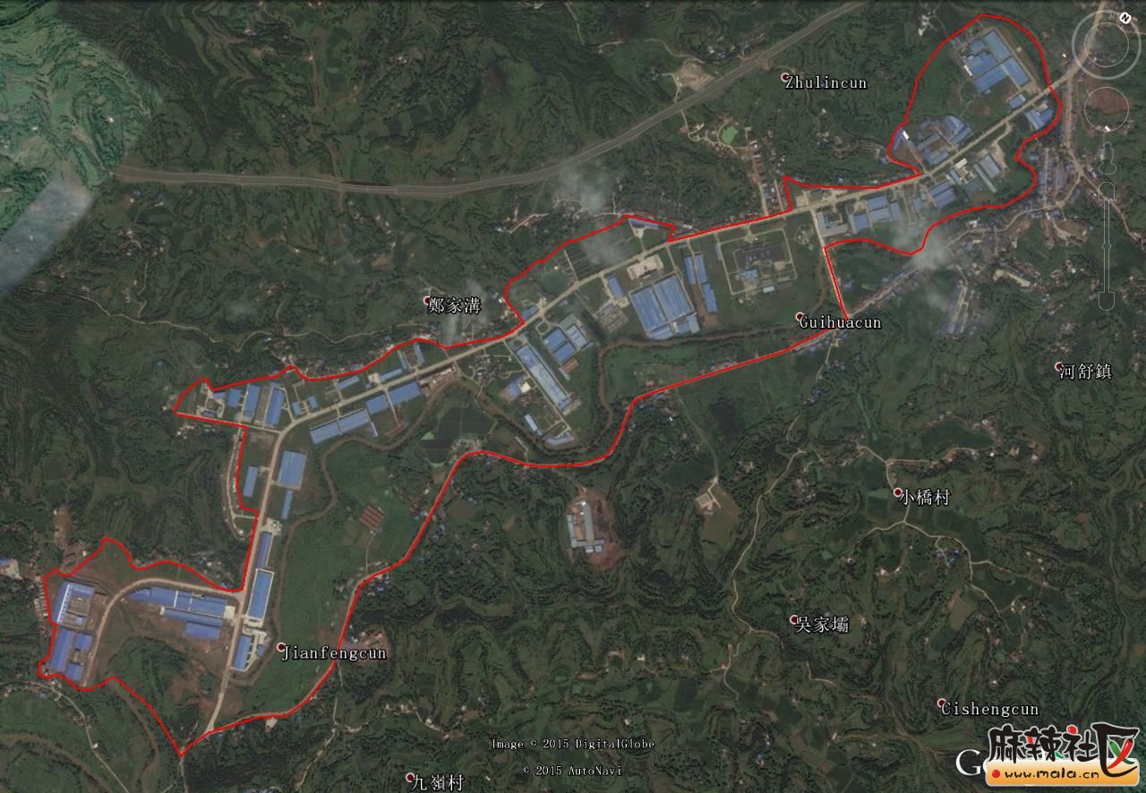 蓬安工业园区发展总体规划图与实际已建成园区卫星图
