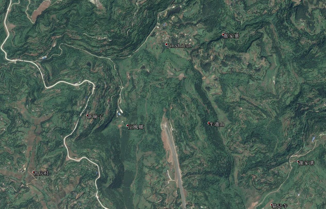 2016年4月巴南广高速营山段卫星影像