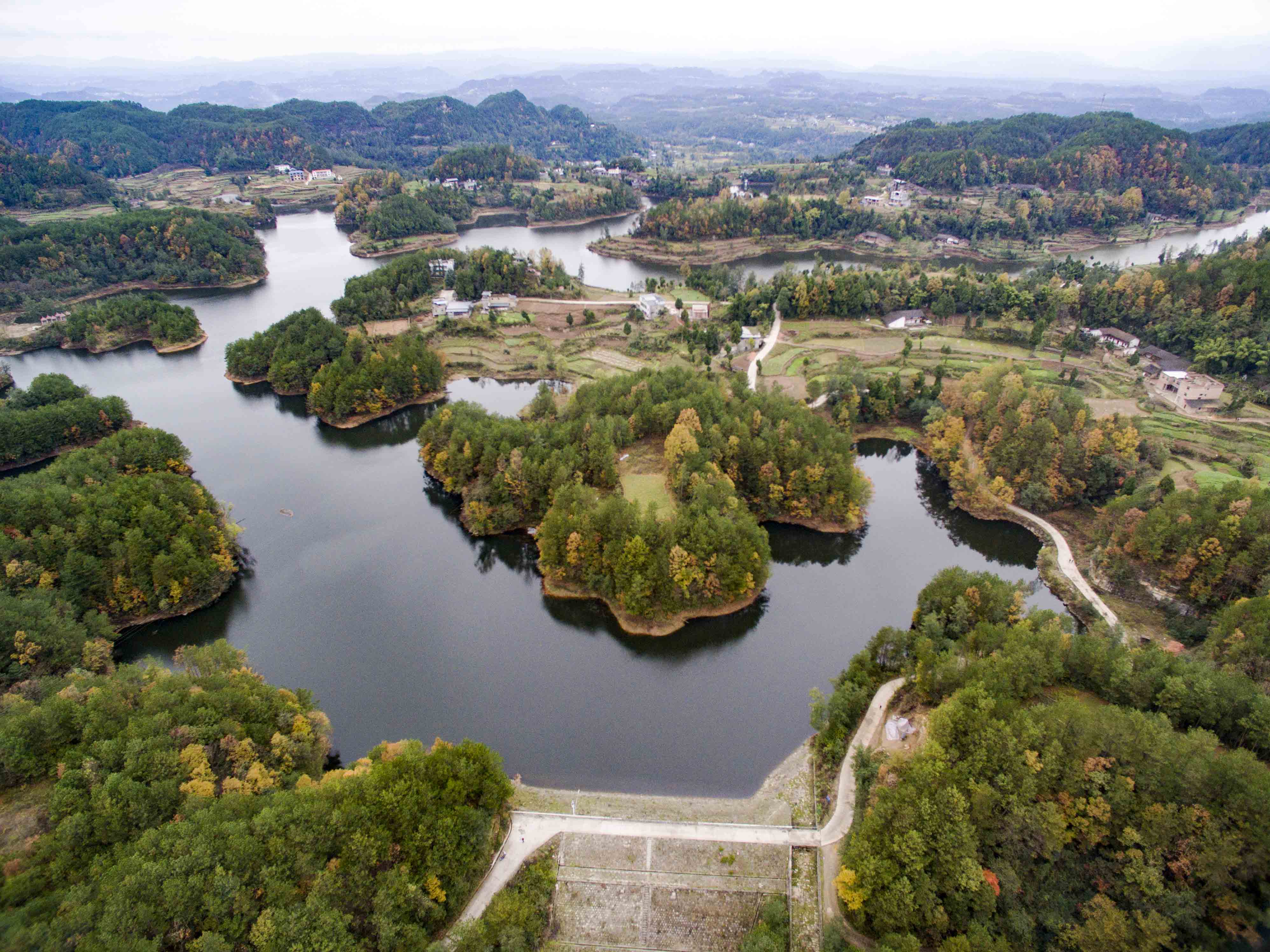 高山湖泊—南江井坝水库720全景图