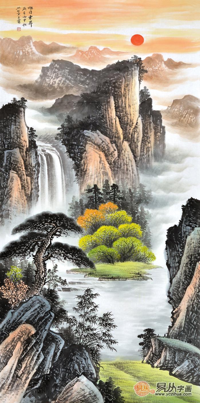 一进门的墙上挂什么画富贵吉祥山水画