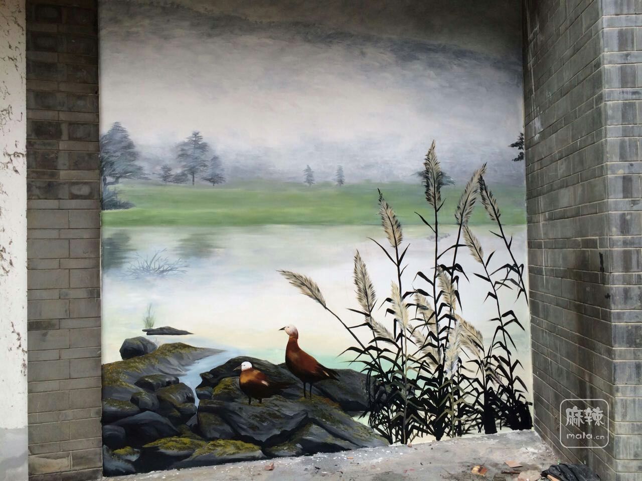 风景里墙体彩绘!
