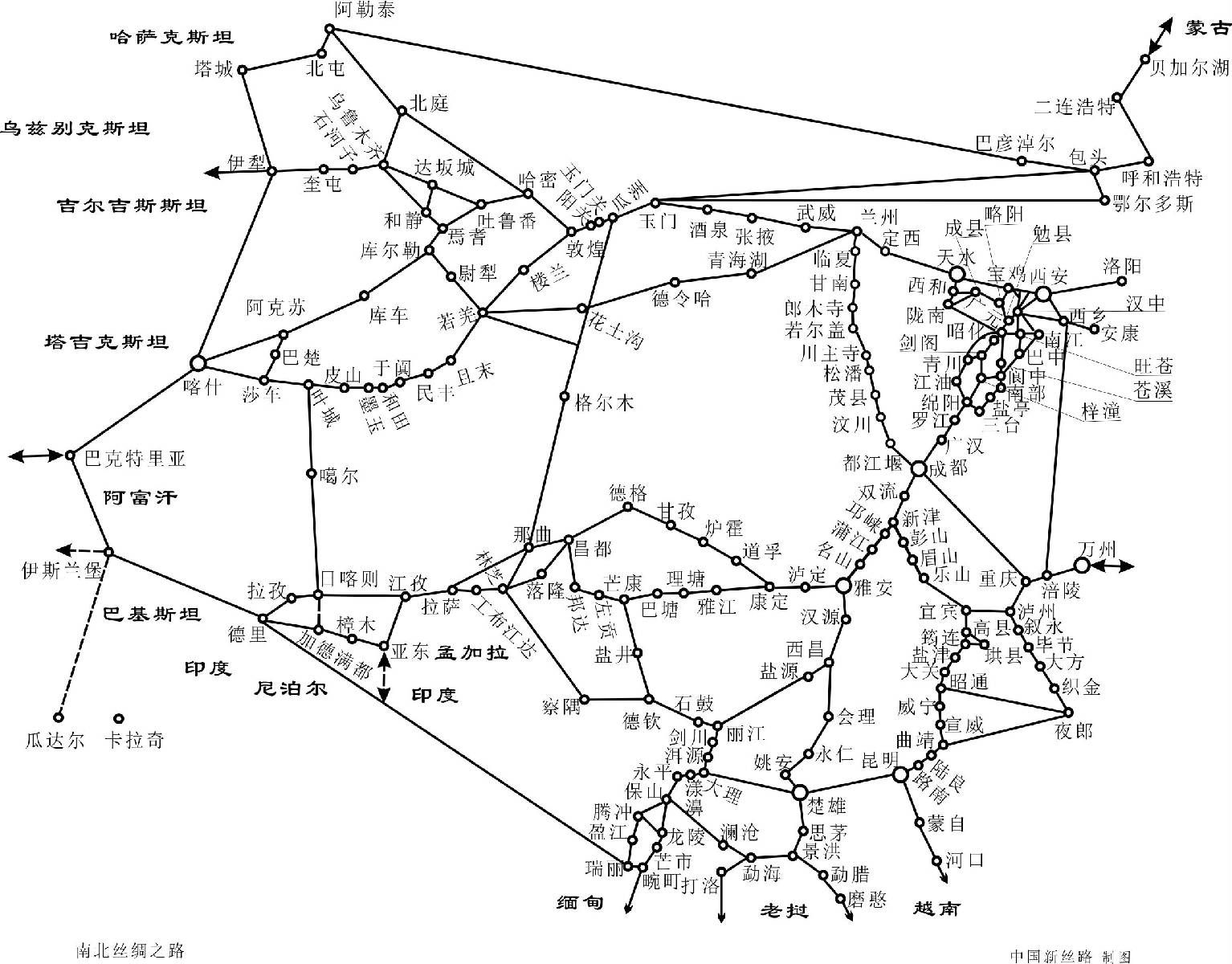 南北陆上丝绸之路(国境内全