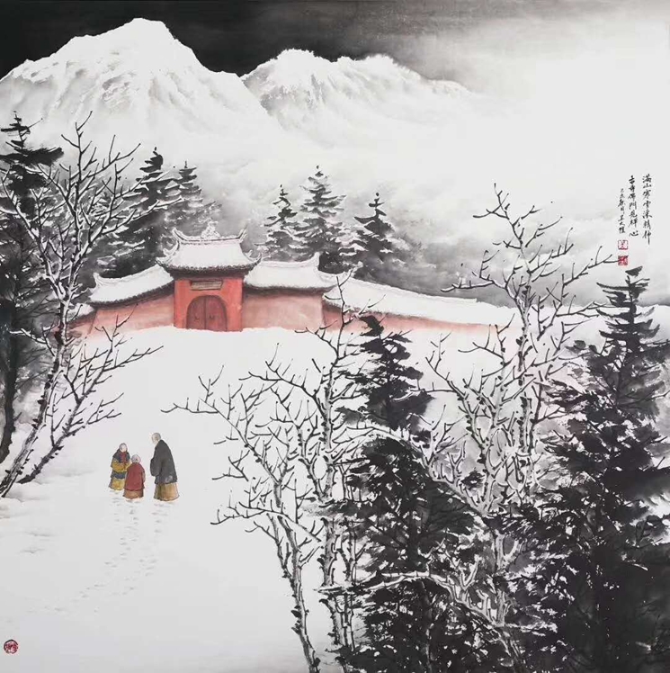 当代雪韵山水画创始人吴大恺雪景山水画作品欣赏