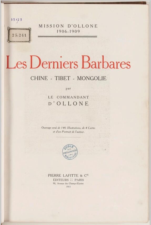 ͼݲءMission dOllone 1906-1909Les Derniers BarbaresChine-Tibe.jpg