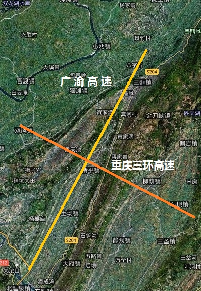 以前没高速的时候大家都是走省道204 到重庆,到北碚后上山走山路就是